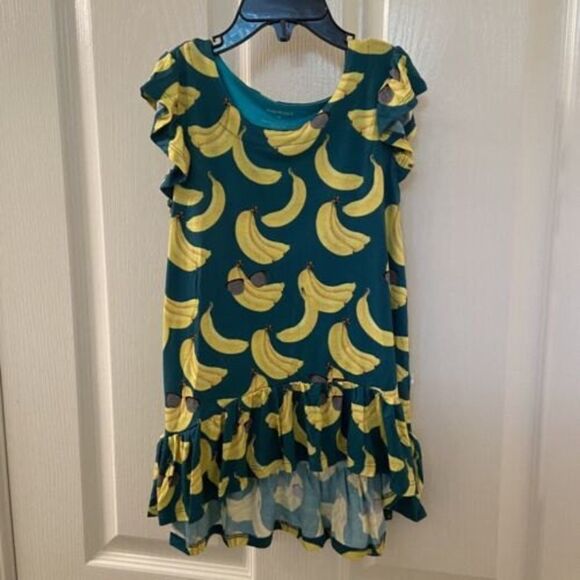 Posh Peanut Ruffled Cap Sleeve Hi Low Dress Bananas Bamboo Girls Size 2T NWT - Picture 1 of 9